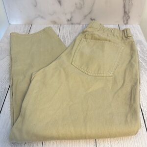 H&M Elastic Sinched Waisted Tan Cropped Straight Leg Pants Khaki Slacks Size 8